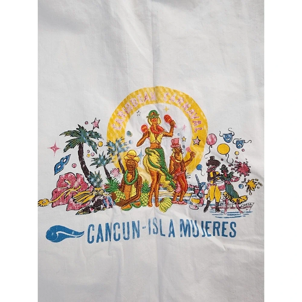 Vintage 90s Cancun Party Animal Shirt Reggae Rasta Embroidered Thrashed Men XL